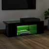 Nappali bútorok, vidaXL fekete TV-szekrény LED lámpákkal 90 x 39 x 30 cm