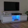 Nappali bútorok, vidaXL magasfényű fehér TV-szekrény LED lámpákkal 120 x 30 x 35,5 cm