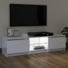 Nappali bútorok, vidaXL magasfényű fehér TV-szekrény LED lámpákkal 120 x 30 x 35,5 cm