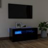 Nappali bútorok, vidaXL fekete TV-szekrény LED-világítással 90x35x40 cm