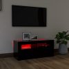 Nappali bútorok, vidaXL fekete TV-szekrény LED-világítással 90x35x40 cm