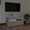 Nappali bútorok, vidaXL sonoma tölgy színű TV-szekrény LED-világítással 90 x 35 x 40 cm