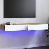 Nappali bútorok, vidaXL fehér és sonoma színű TV-szekrény LED-lámpákkal 120x35x15,5 cm