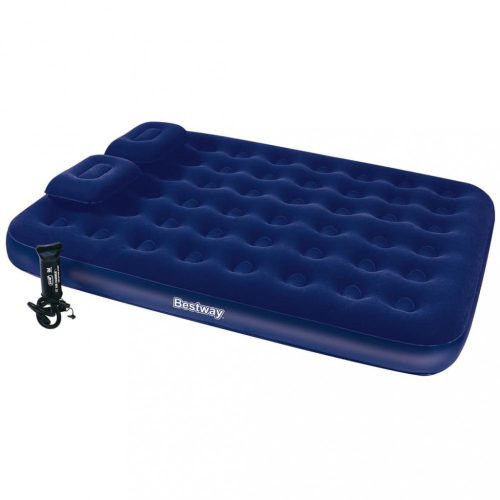 Felfújható matracok, 90750 Bestway Inflatable Flocked Airbed with Pillow and Air Pump 203 x 152 x